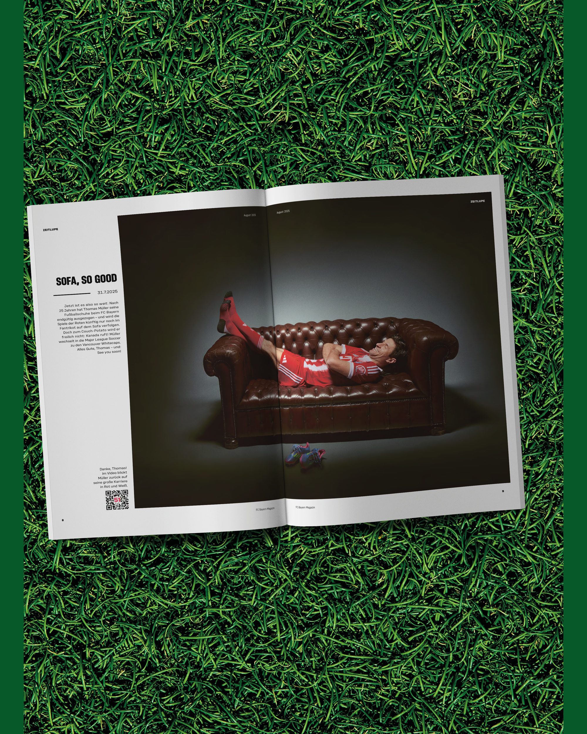 magazine page from 51 magazine shows Thomas Müller; FC Bayern farewell campaign