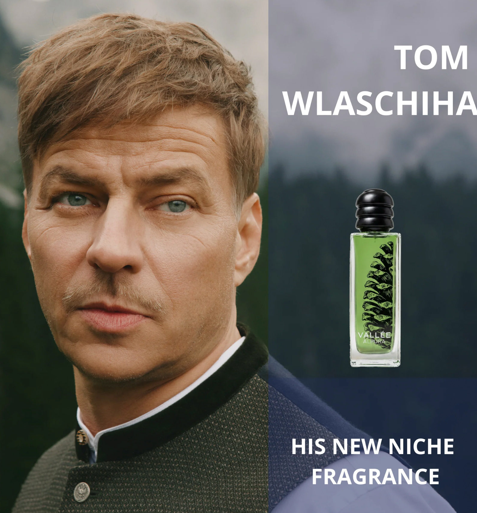 portrait of actor Tom Wlaschiha for Valée Alpura Fragrance campaign